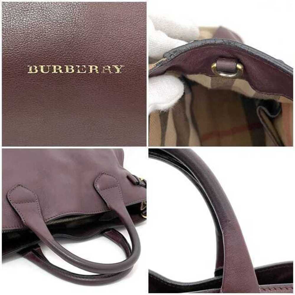 Burberry Bag Bordeaux Red Beige Check Leather Handbag Shoulder Wine Red Logo - Picture 5 of 10